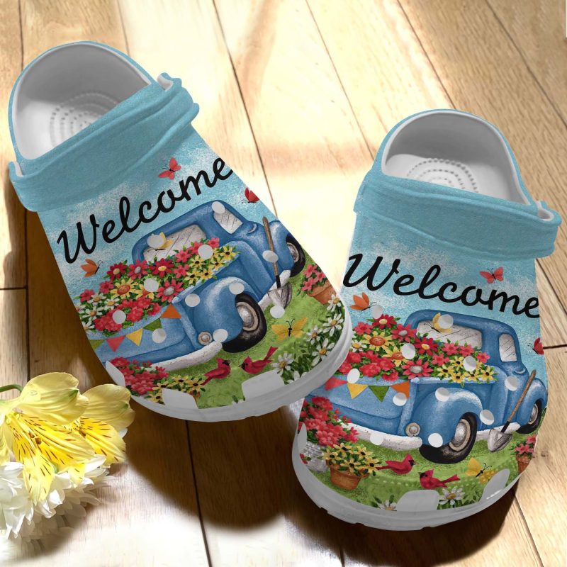 Welcome Camping Bus Shoes – Beautiful Flower Car Custom Shoe Birthday Gift For Men Women