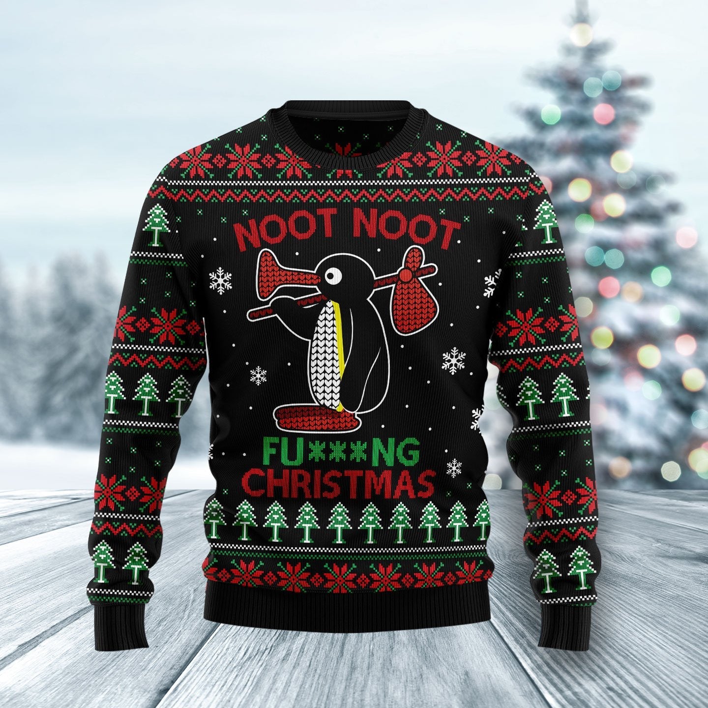 Penguin Tree Ugly Christmas Sweater – Tis The Season Christmas Sweater