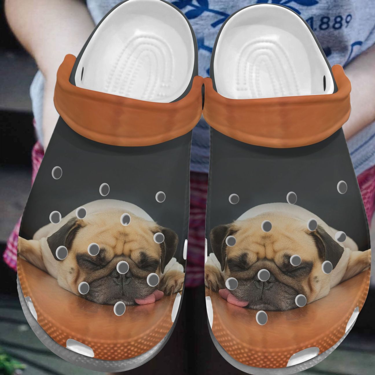 Pug Personalized Clog, Custom Name, Text, Color, Number Fashion Style For Women, Men, Kid, Print 3D Sleeping Pug