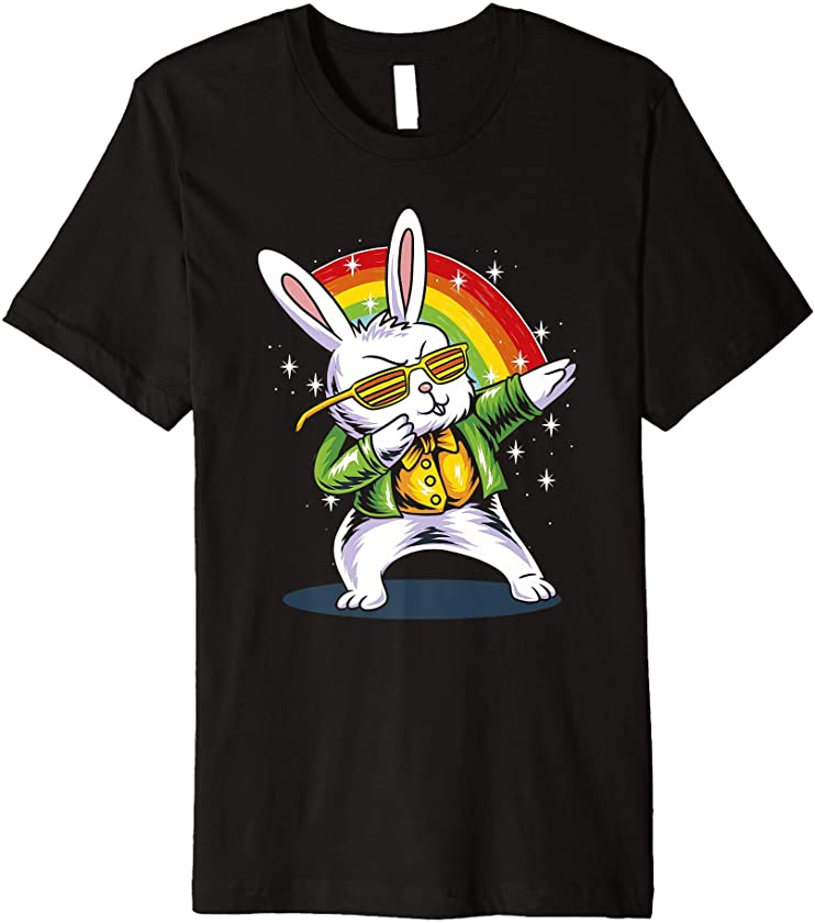 Dab Bunny Shirt Funny Dabbing Rabbit Rainbow Easter Bunny Premium T-Shirt