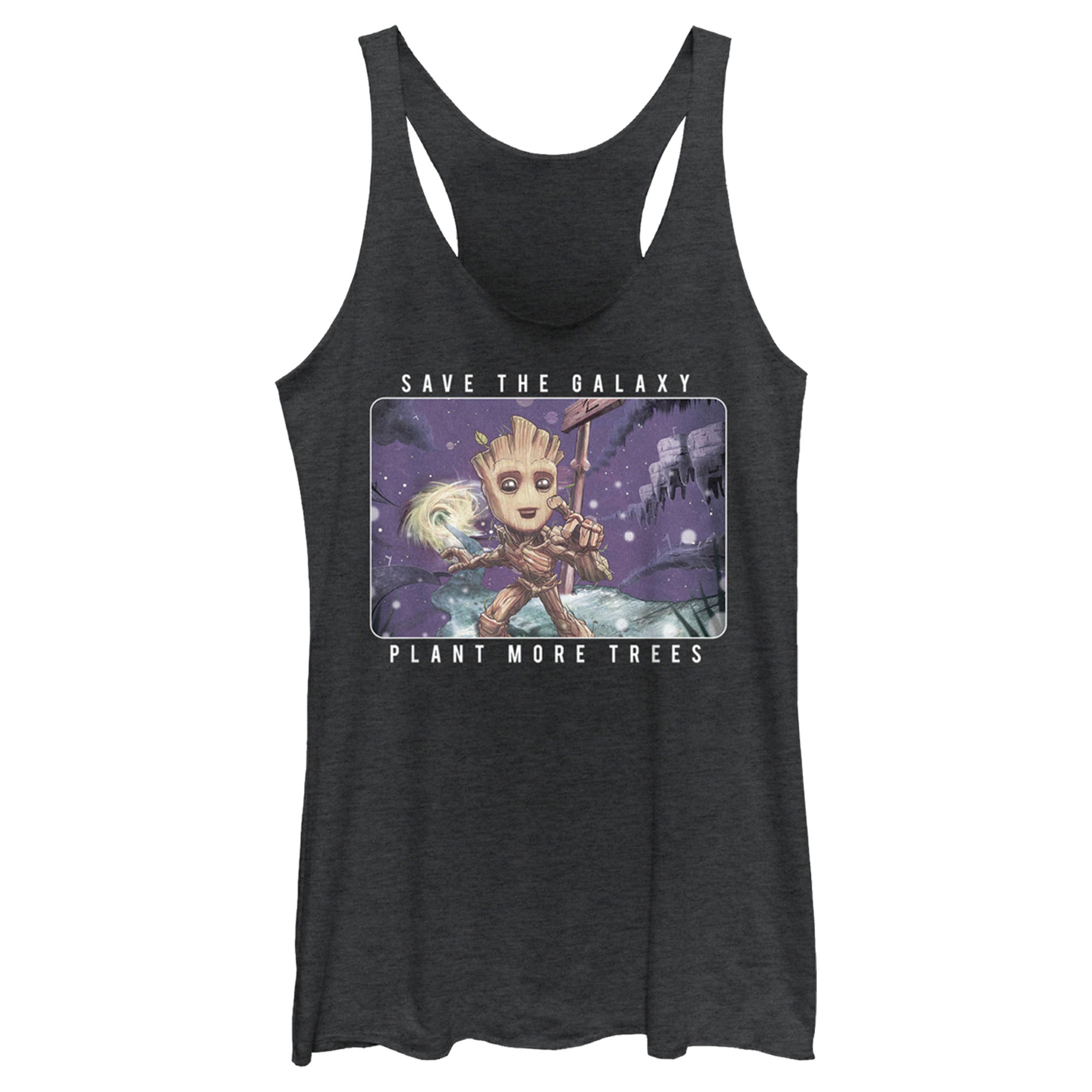 Women’S Marvel Groot Save The Galaxy Plant More Trees Racerback Tank Top