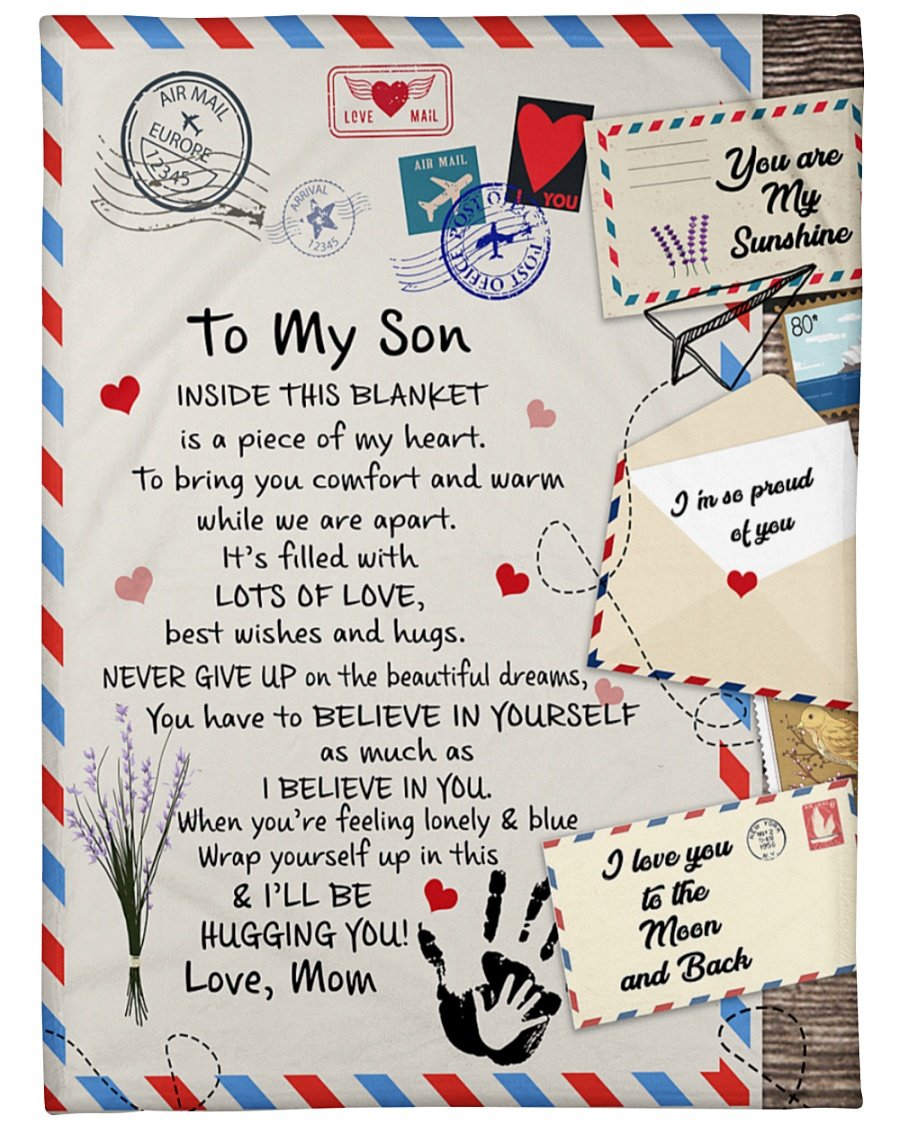 To My Son I Love You To The Moon And Back Blanket Gift For Son Brithday Gift Family Gift Gift From Mom To Son Home Decor Bedding Couch Sofa Soft and Comfy Cozy