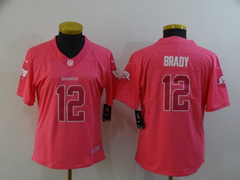 Tampa Bay Buccaneers Tom Brady #12 NFL 2020 Dark Pink Womens Jersey