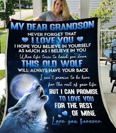 To My Great Grandson, Gift Ideas For Grandson Wolf Fleece Blanket