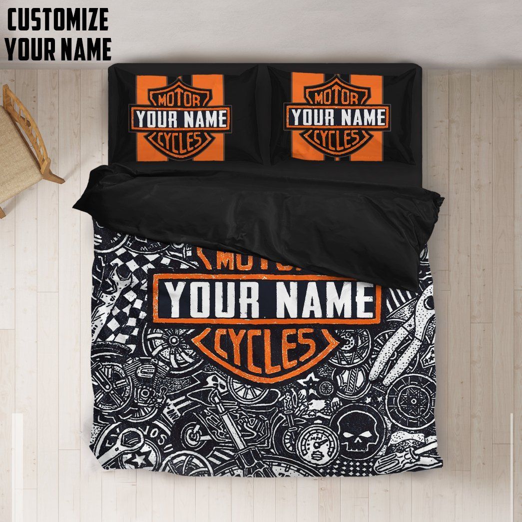 Casespring 3D Harley Davidson Motorcycles Custom Name Bedding Set