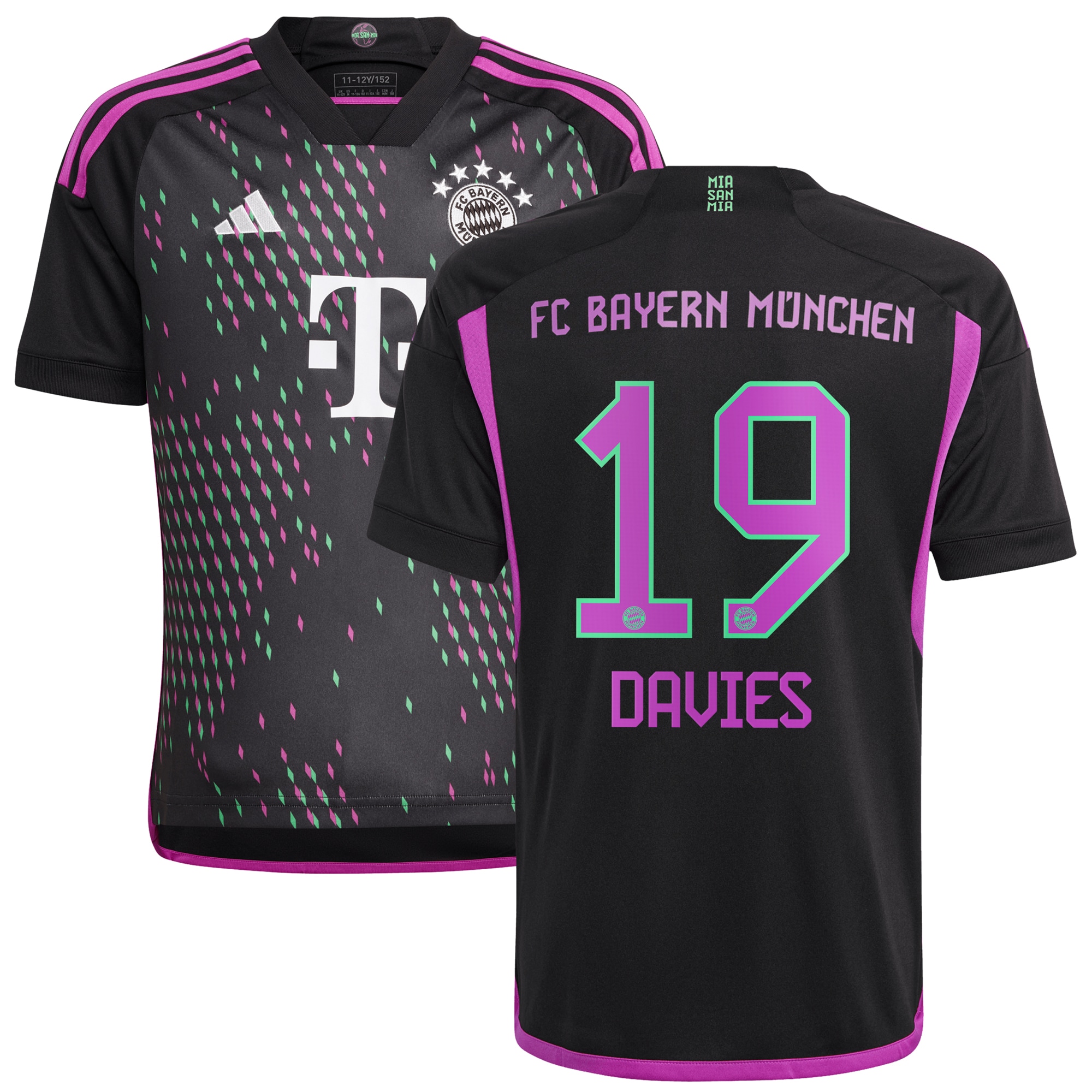 Alphonso Davies Bayern Munich Youth 2023/24 Away Replica Player Jersey – Black