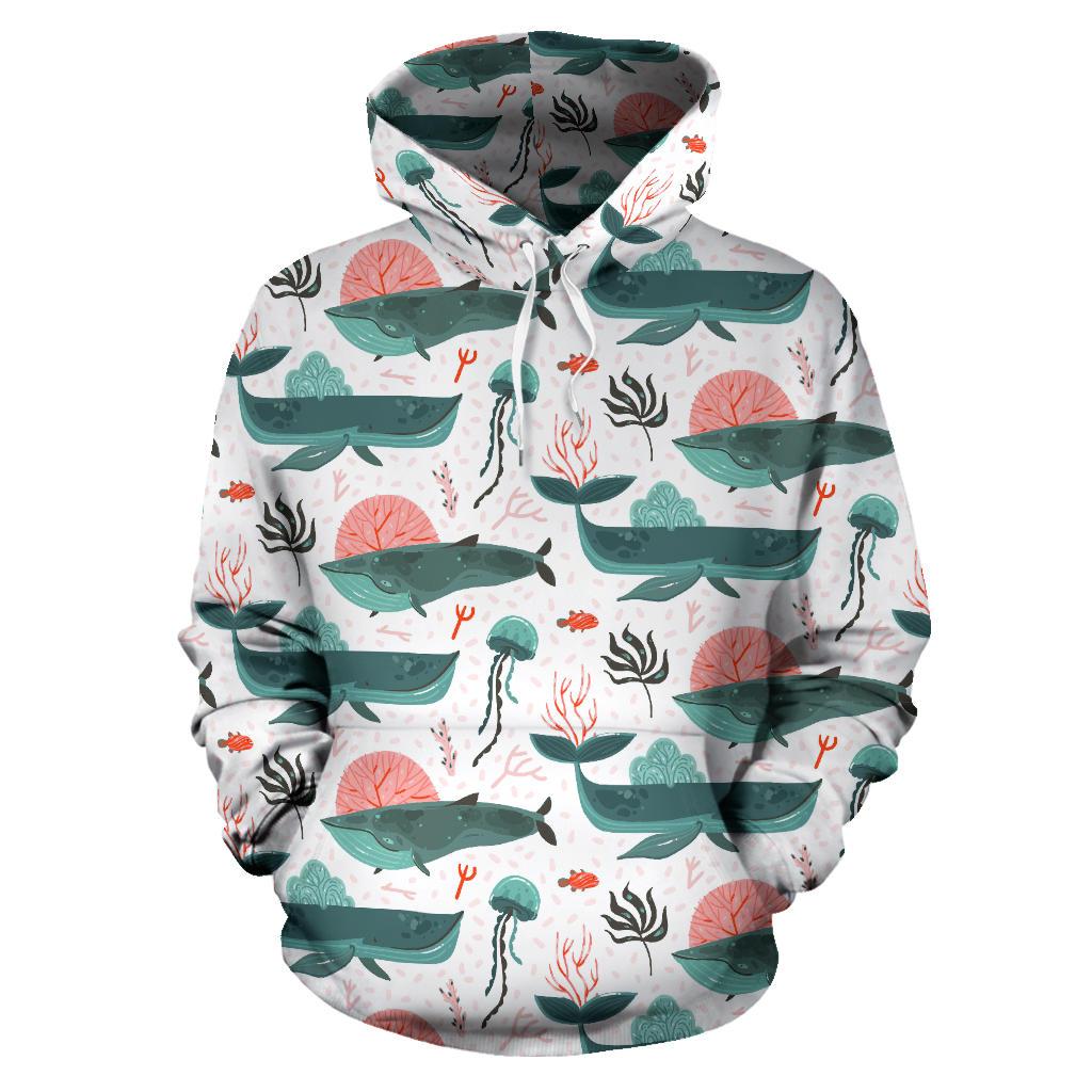 Whale Jelly Fish Pattern  Men Women Pullover Hoodie