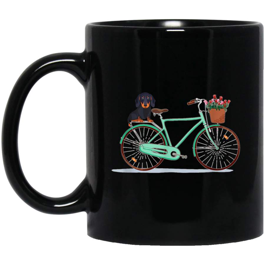 Dachshund On Bike Vintage Retro Dachshund Bicycle Mug