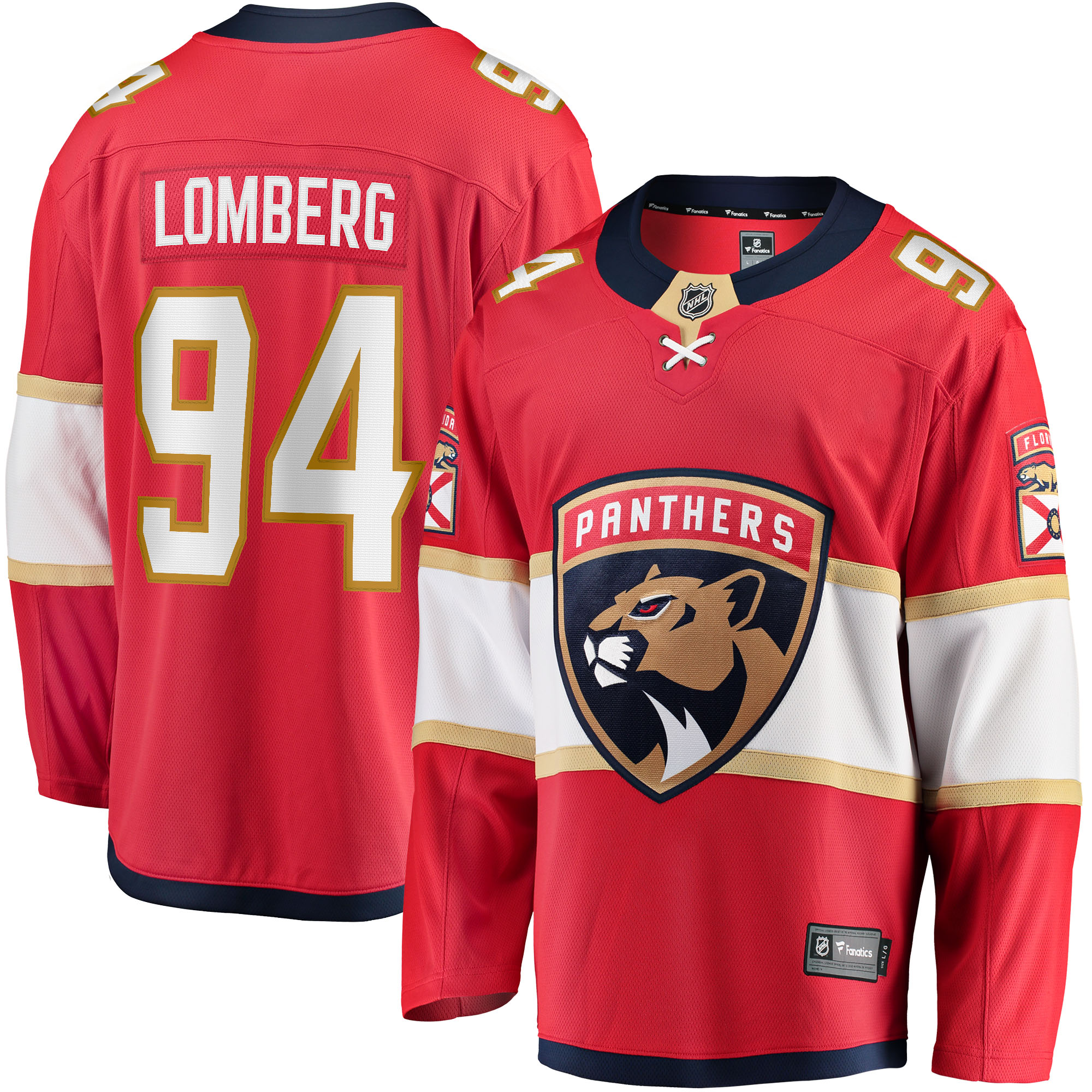 Ryan Lomberg Florida Panthers Branded Home Breakaway Player Jersey – Red