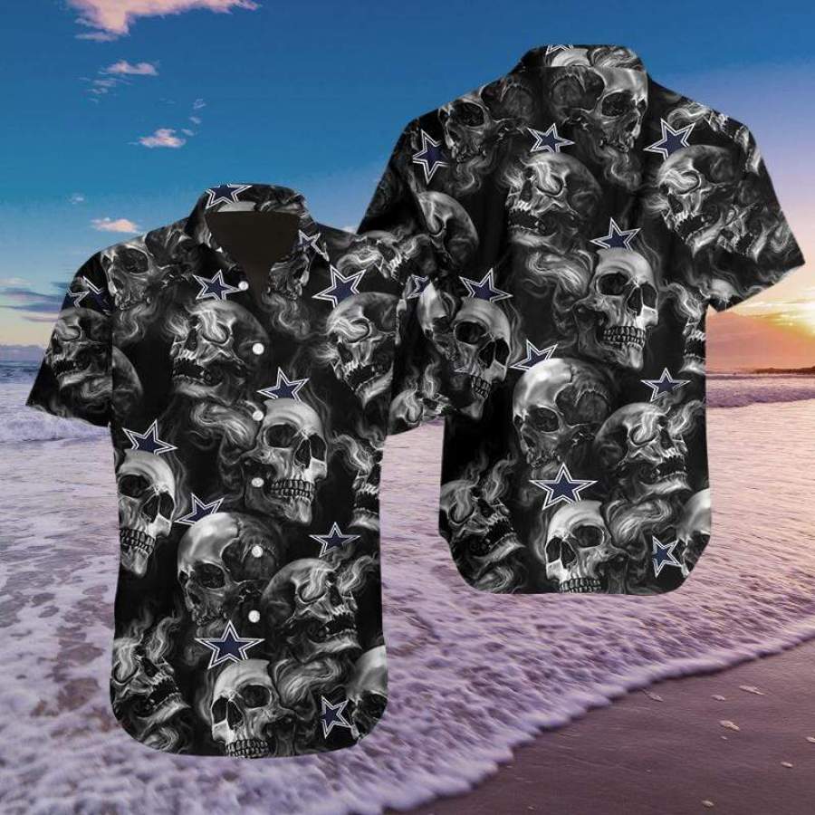 Hawaiian Aloha Shirts Football Cowboys Skull #1509H New Fashion