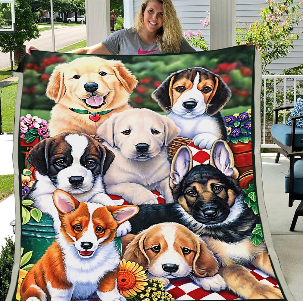 Puppy Blanket, Gifts For Dog Lover, Birthday Gift Idea Fleece Blanket