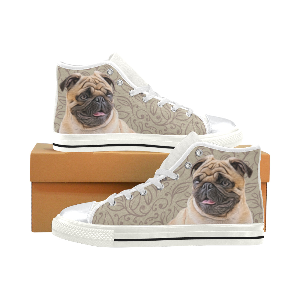 Pug Lover White High Top Canvas Women’s Shoes/Large Size