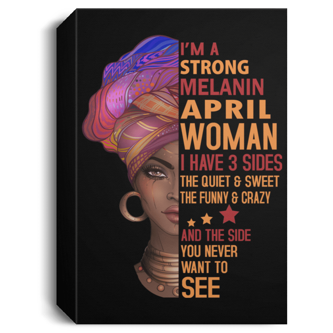 African American Canvas Art I Am A Strong Melanin April Woman Afro Girl Black History Canvas Art Living Room Decor