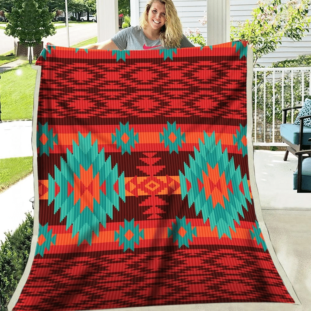 Wolf Native Pattern Quilt Blanket T1