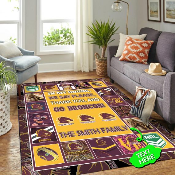 National Rugby League Australia Nrl Broncos Custom Rectangular Rug Hg