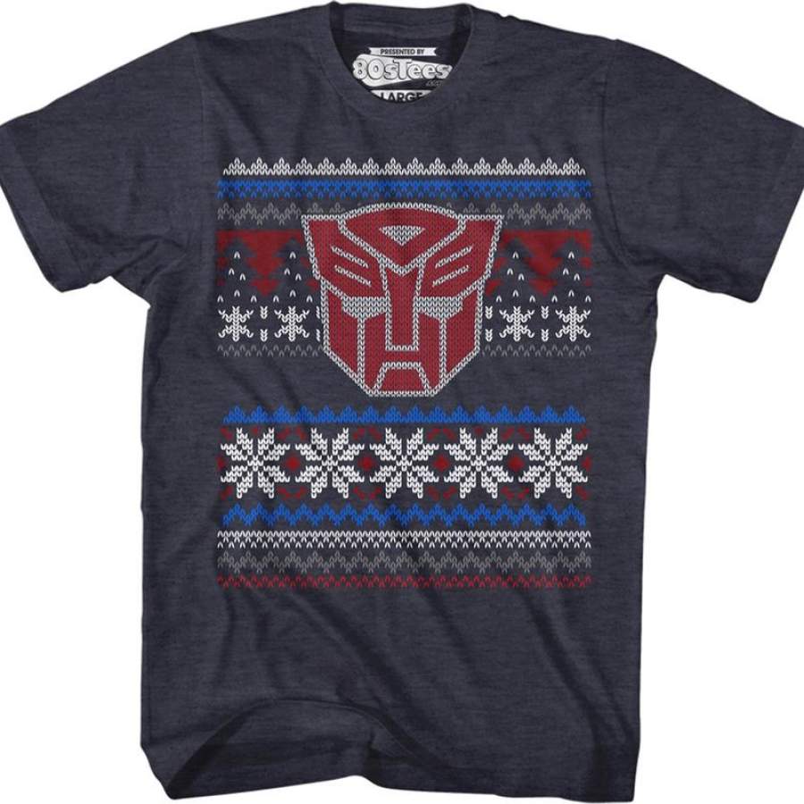 Autobot Faux Ugly Christmas Sweater Transformers T-Shirt