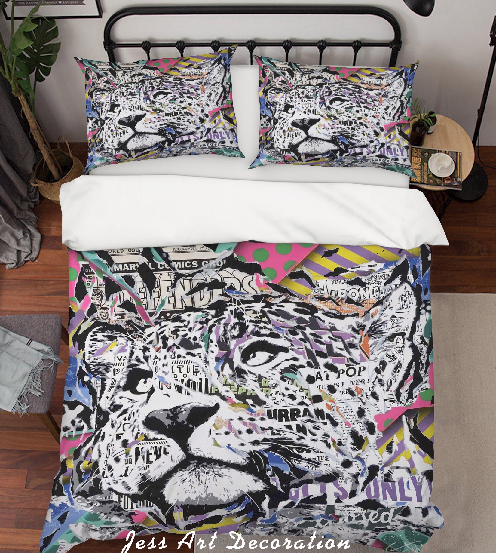 3D Colourful Leopard Jo Di Bona Graffiti Animal Quilt Cover Set Bedding Set Duvet Cover Pillowcases  Zy D67