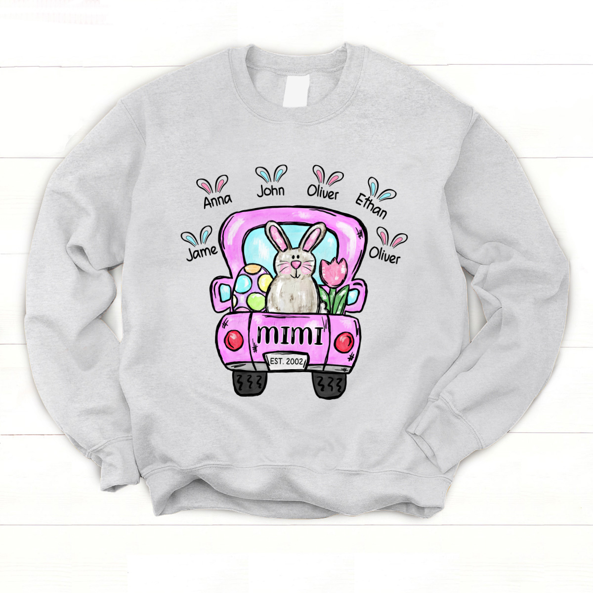 Personalized Mimi Est And Grandkids Truck Easter Bunny Sweatshirt