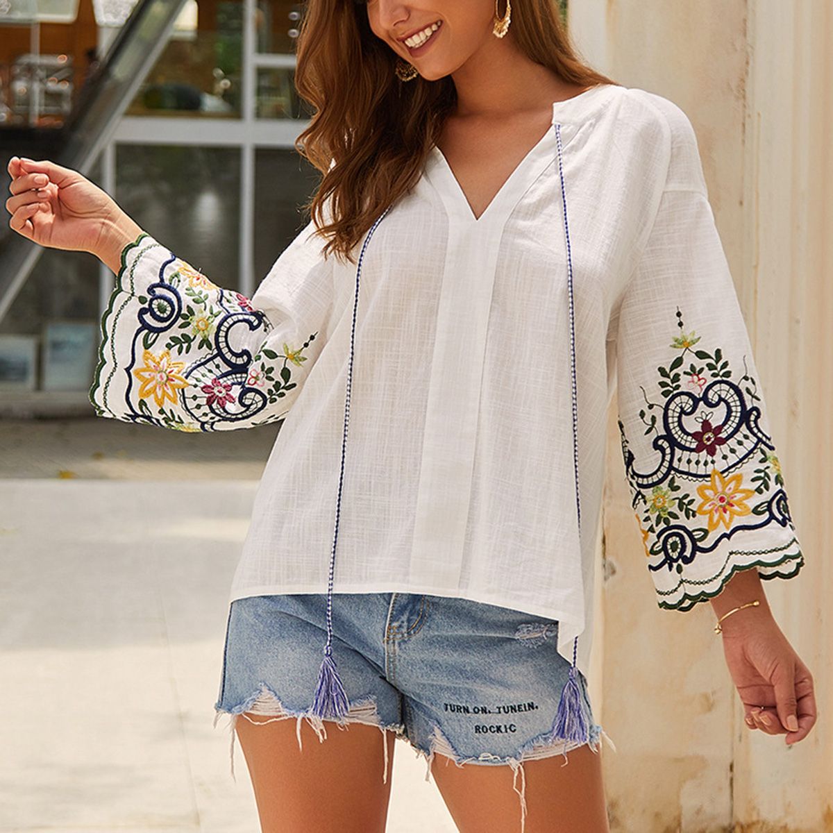 Boho Vintage Embroidery Blouse Shirt