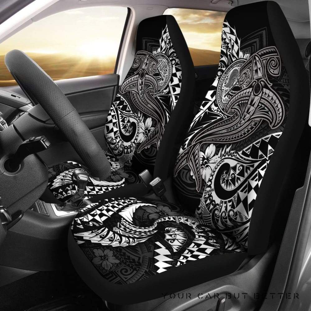 American Samoa Car Seat Covers – White Shark Polynesian Tattoo – Bn18 110325