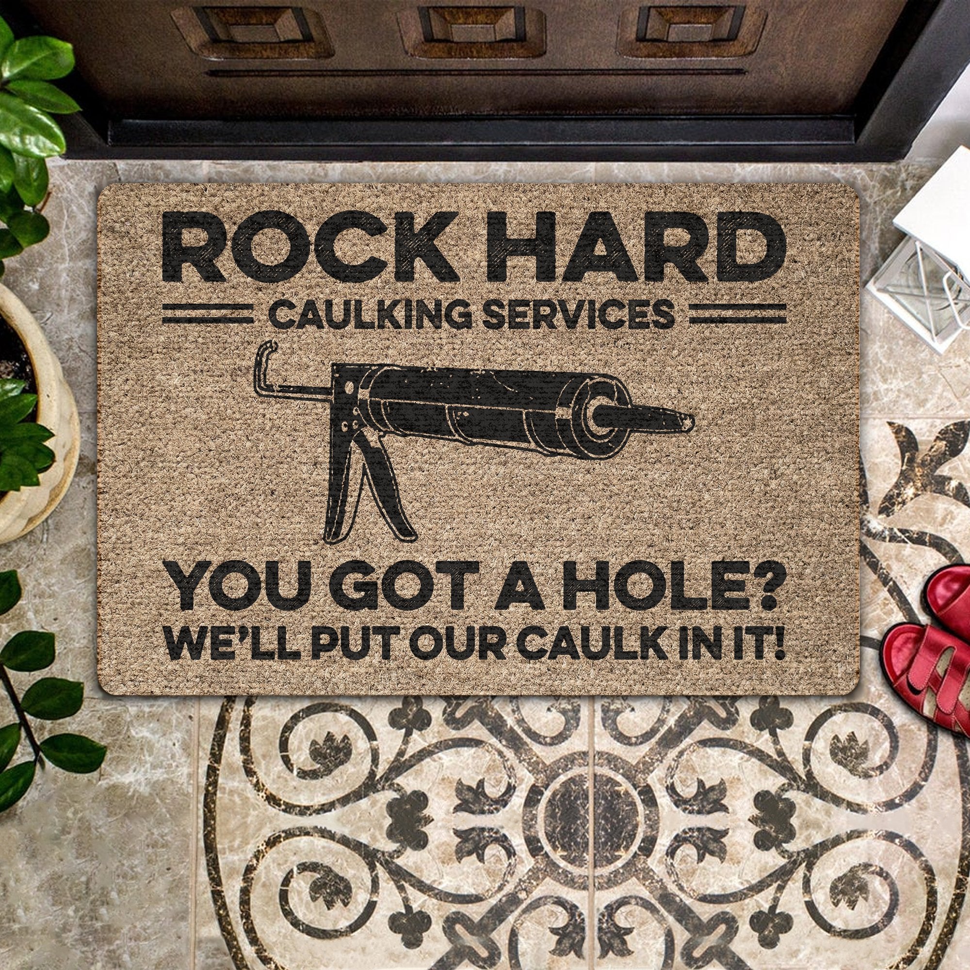 Rock Hard Caulking Services Coir Pattern All Over Printing Doormat Pre2064