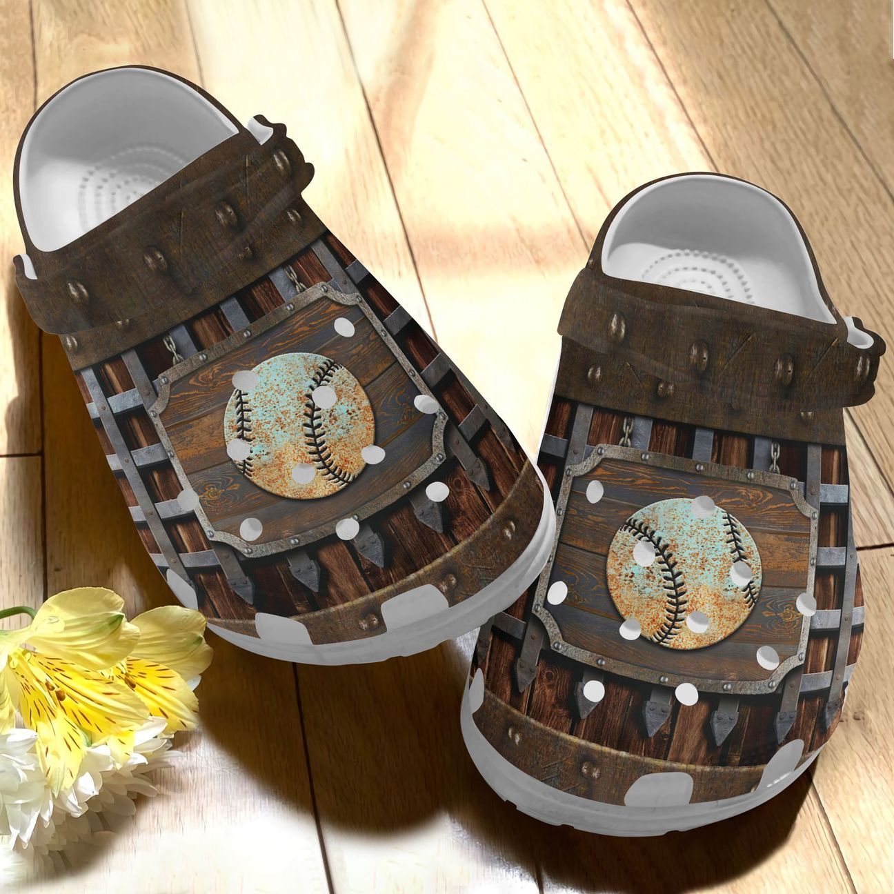 Baseball Personalized Clog, Custom Name, Text Baseball Metal Pattern, Fashion Style For Women, Men, Kid, Print 3D