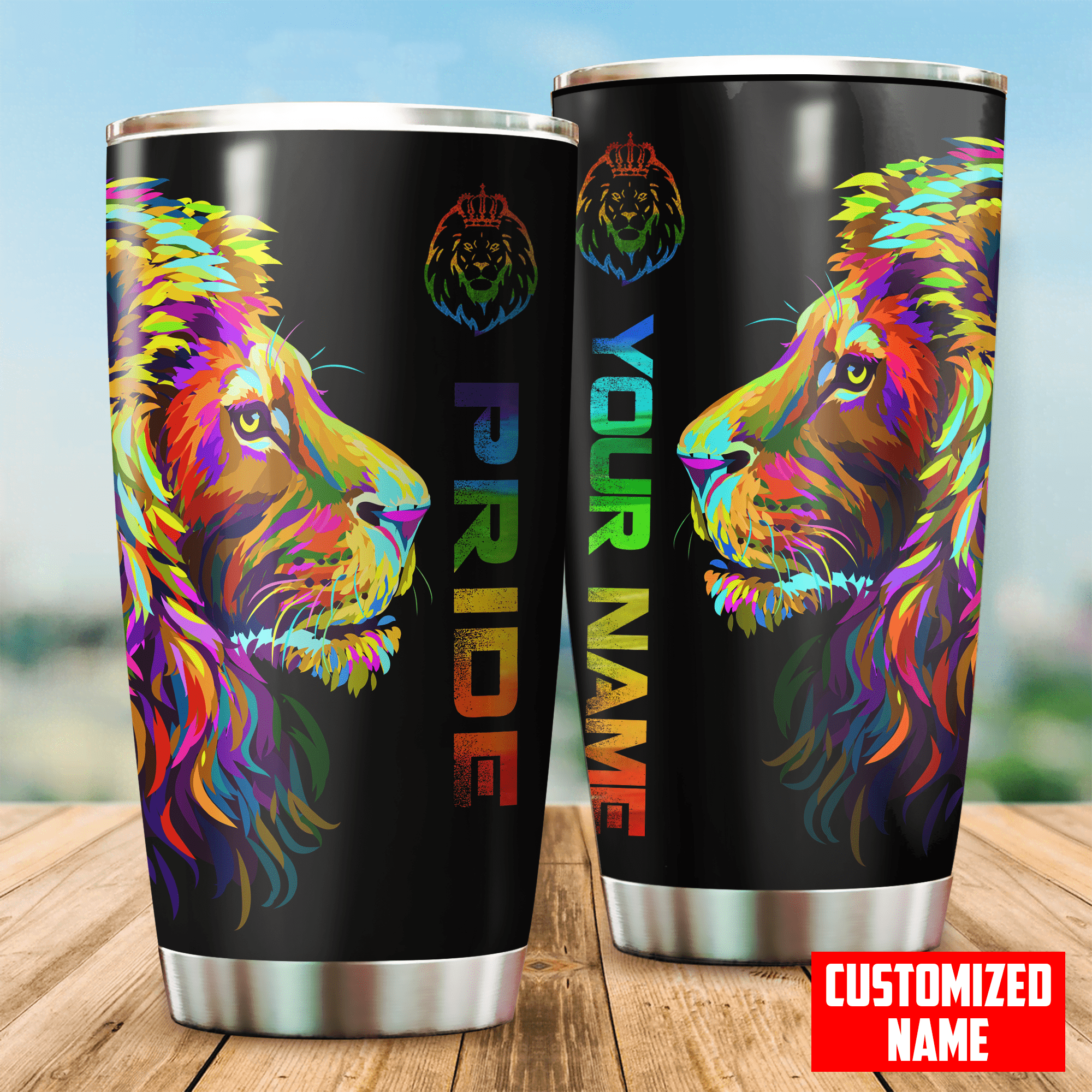 Tmarc Tee Personalized Lgbt Lion Pride 2022 Lgbtq Flag Black 3D Tumbler