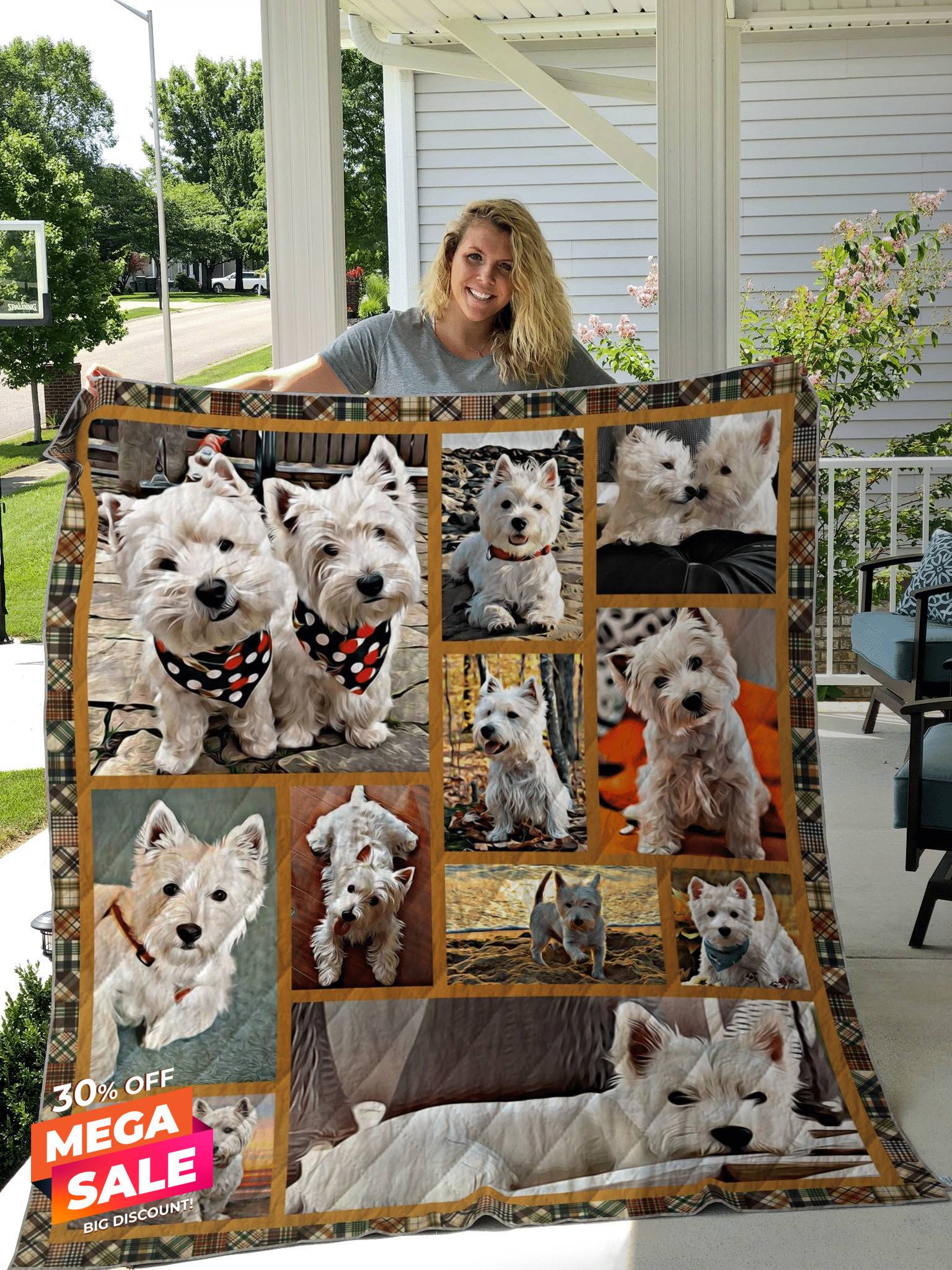 West Highland White Terrier Super Bowl Quilt Blanket