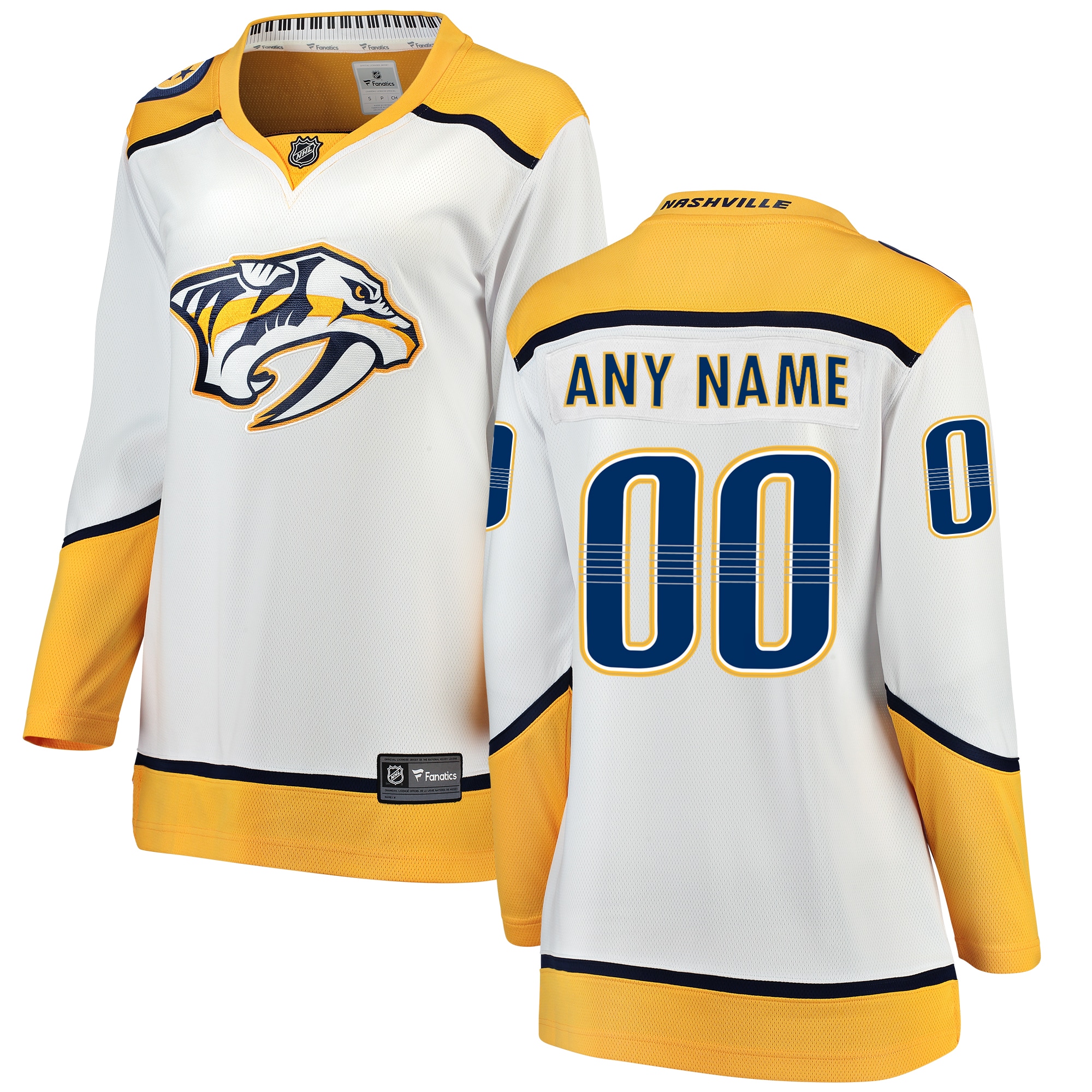 Nashville Predators Branded Women's Away Breakaway Custom Jersey – White