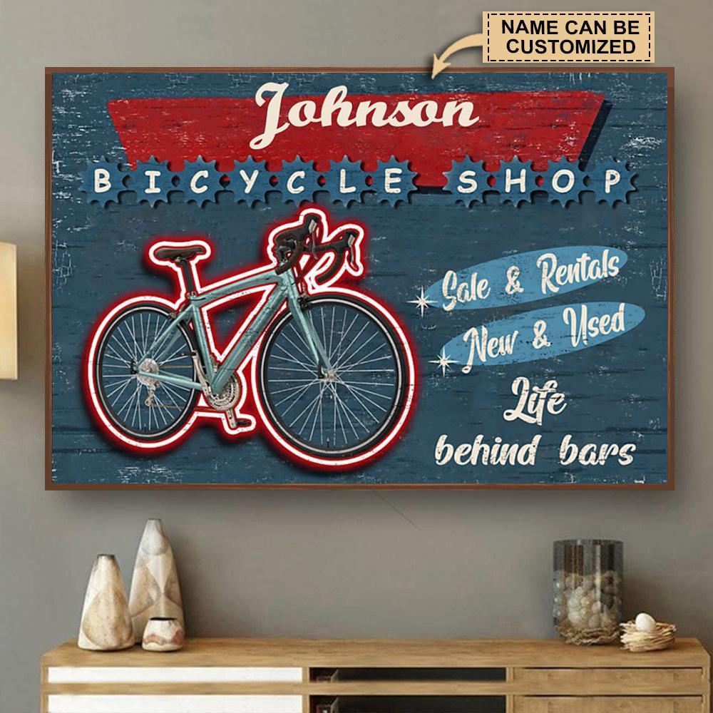 Aeticon Gifts Personalized Cycling Bicycle Shop Life Behind Bar Canvas Mom Dad Gift Home Decor