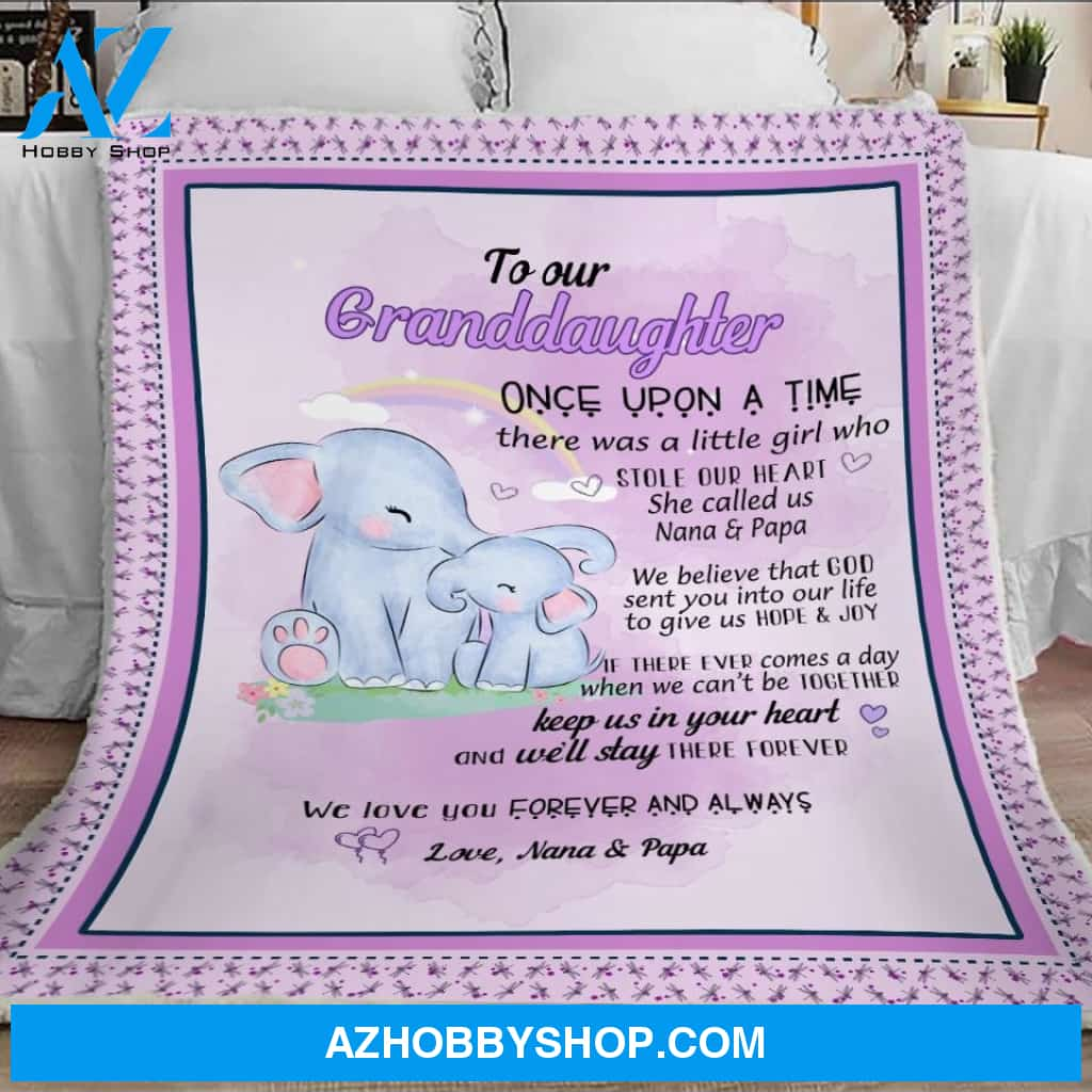 To Our Granddaughter, Gifts From Grandparents, Elephants Blanket, Girl Gift With Elephants Blanket