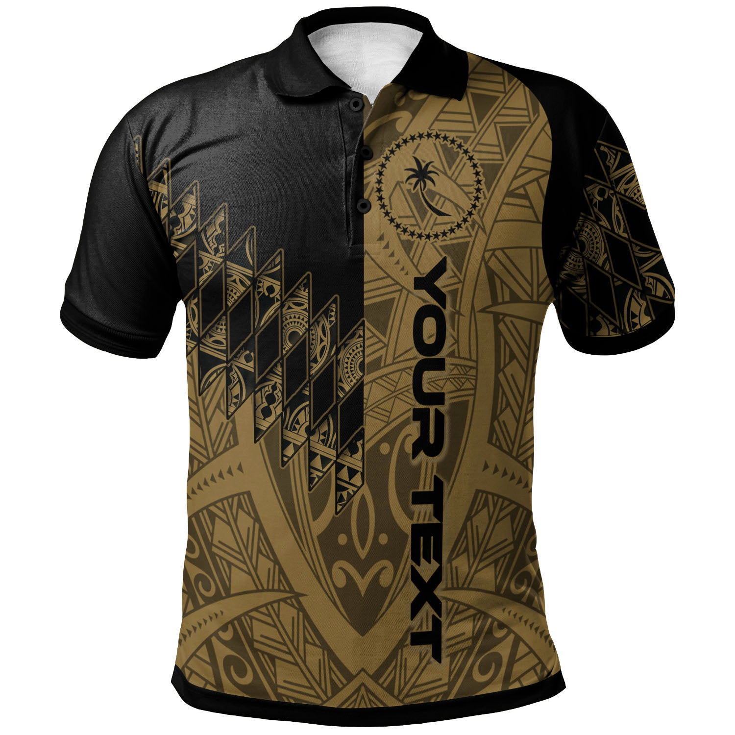 Chuuk Custom Personalised Polo Shirt – Gold Color Symmetry Style – BN01