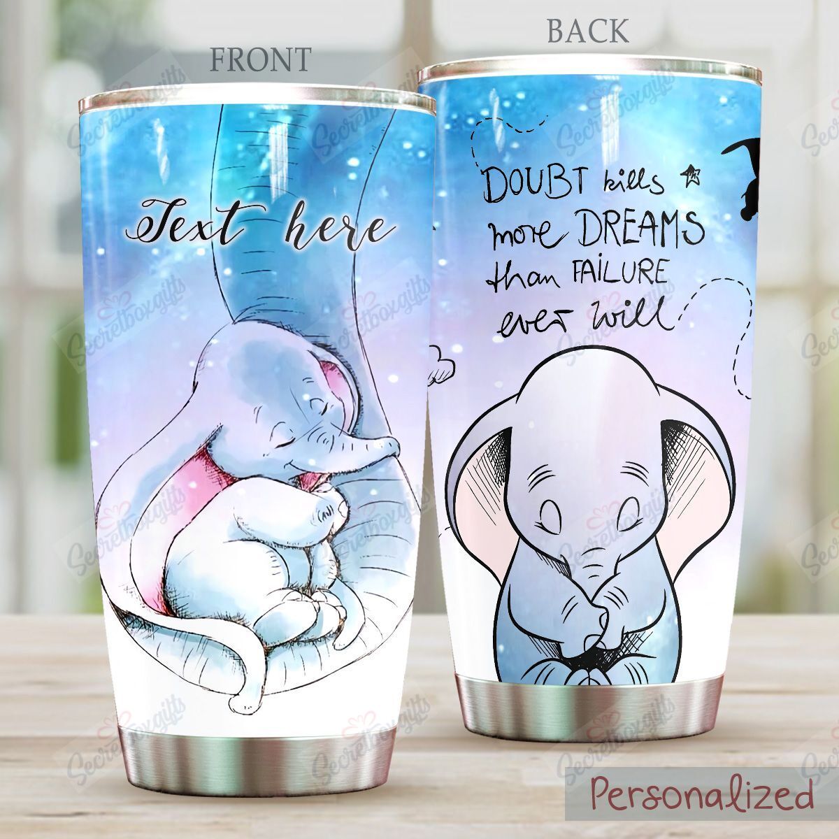 Personalized Elephant Baby Elephant Dream Nc1010170Cl Stainless Steel Tumbler Customize Name, Text, Number