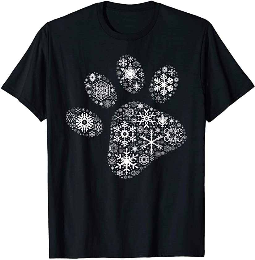 Snowflake Puppy Merry Christmas Gifts – Dog Paw Print T-Shirt