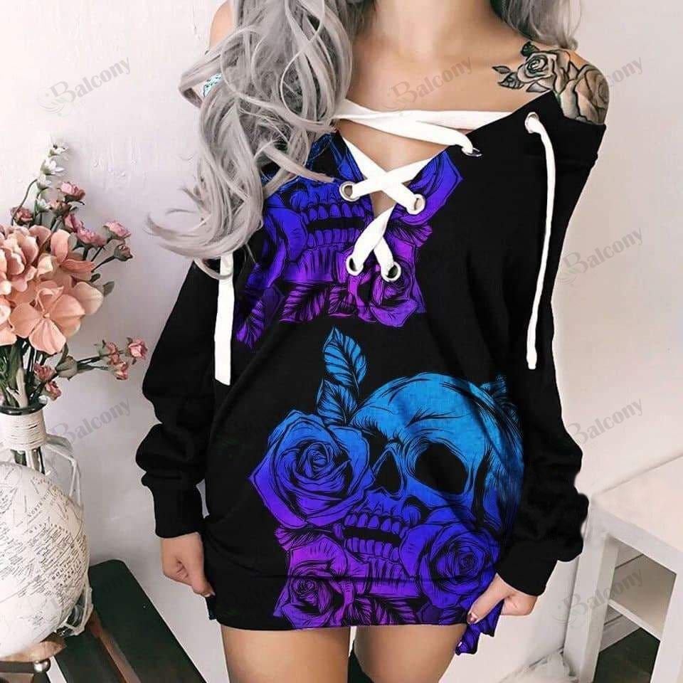 Skull Lace-Up Sweatshirt 105