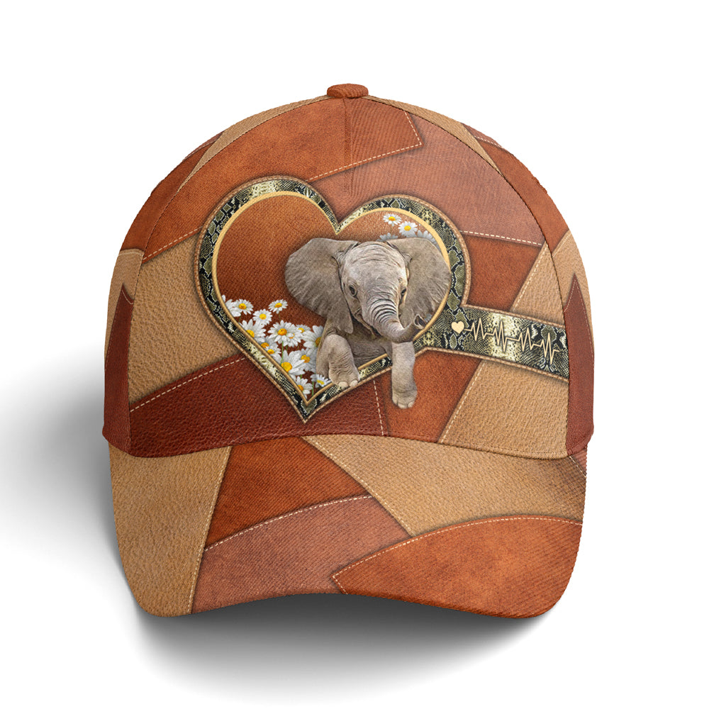 Leather Style Floral Elephant Baseball Cap Coolspod