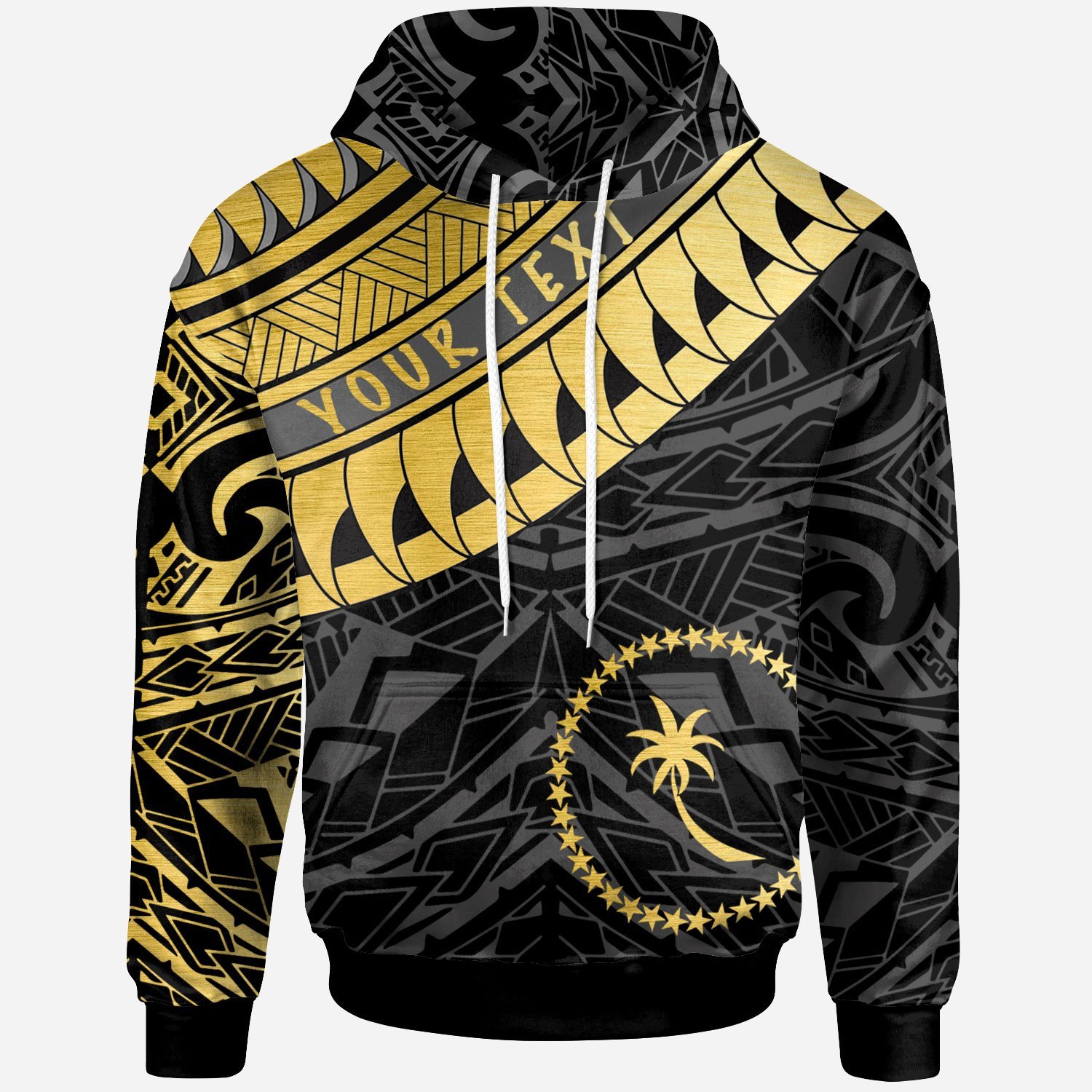 Chuuk – Custom Personalised Hoodie – Chuuk Ginger Lei Pattern Gold – BN20