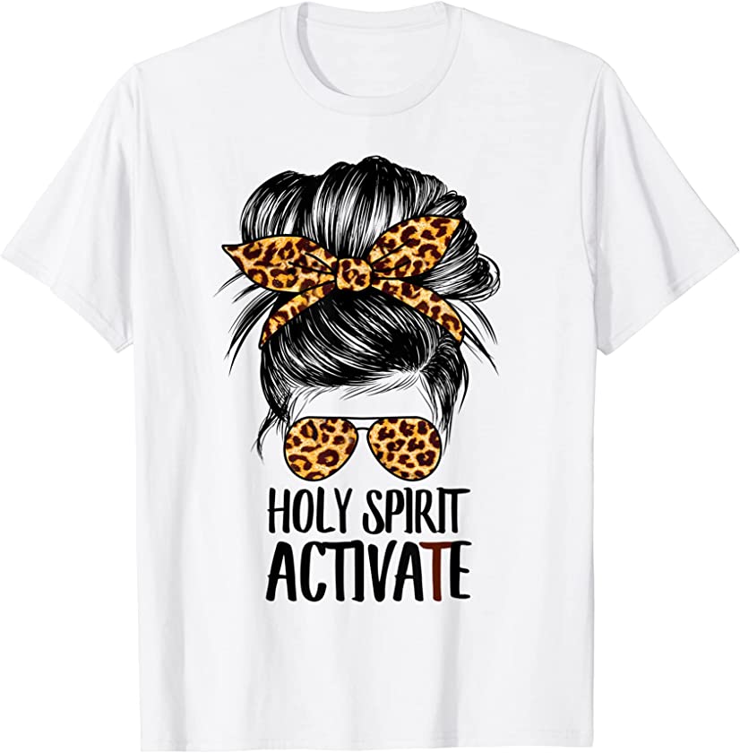 Trendy Religious Holy Spirit Cool Mom Life Leopard Print T-Shirt