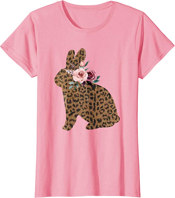 Cute Easter Design for Women Teen Girls Mom Leopard Bunny T-Shirt