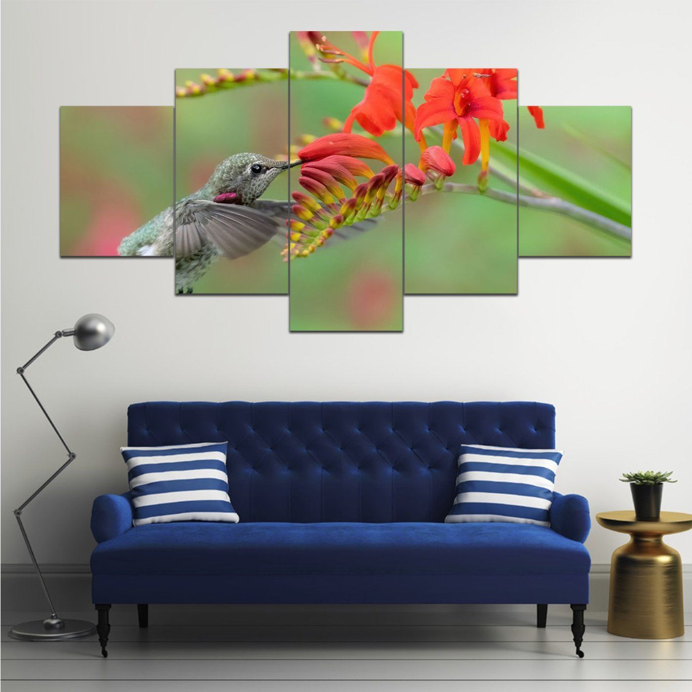 Birds Colibri Bokeh 5 Panel Canvas Art Wall Decor Home Decor