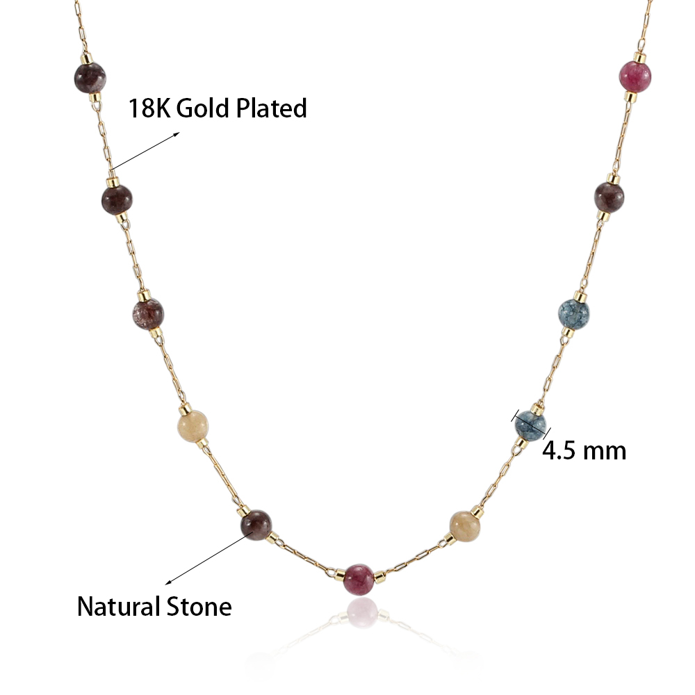 Stainless Steel Natural Stone Bead Necklaces For Women 2022 Statement Gold Plated Choker Chain Necklace Trend Jewelry 16-30 Inch alx