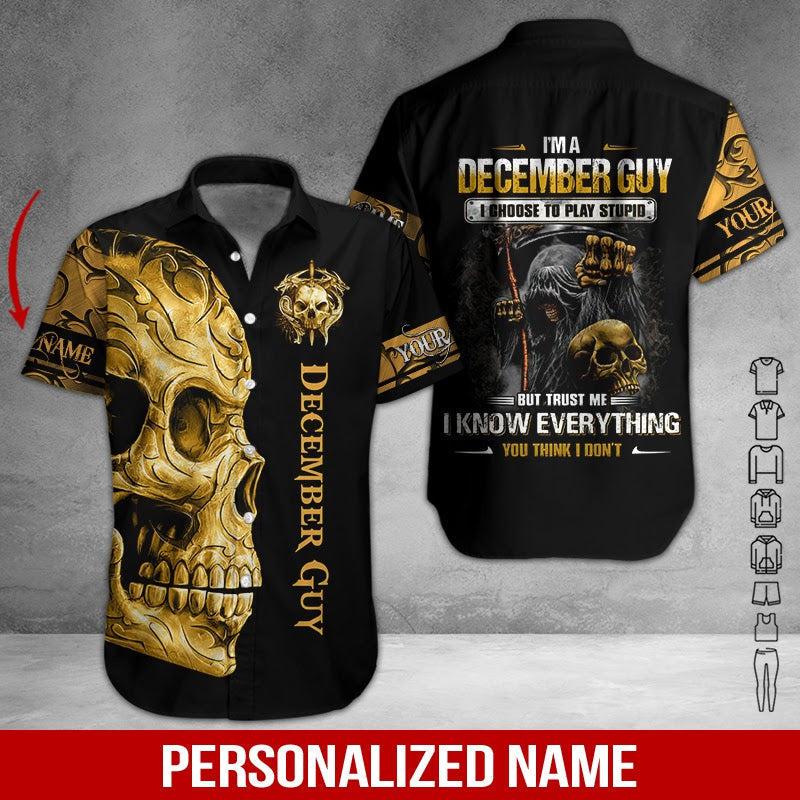 Skull December Guy Custom Name Hawaii Shirt For Men Women Ha77663