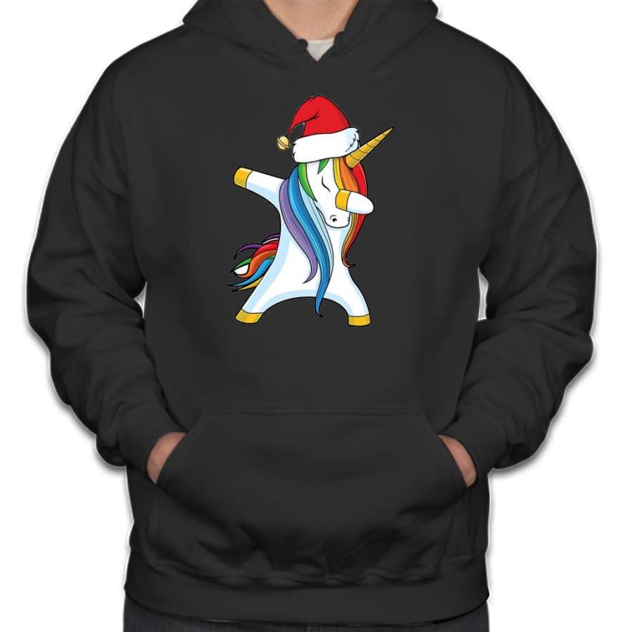 Christmas Hat Dabbing Unicorn Hoodie