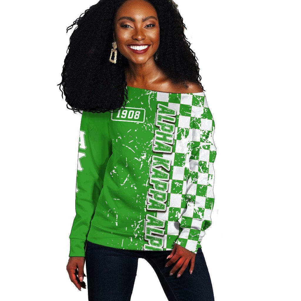 Wonder Print Sweatshirt – Alpha Kappa Alpha Caro Style Off Shoulder Sweatshirt