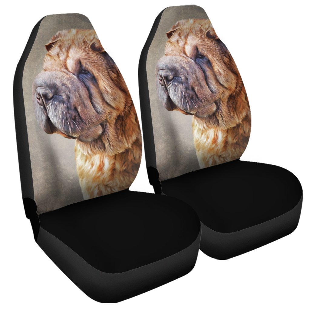 Vintage Shar Pei Print Universal Fit Car Seat Covers