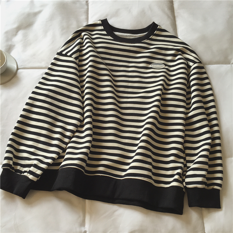 2022 Autumn Hoodies Women Harajuku Gothic stripe cotton Hoodie long sleeve loose Kawaii Korean thin Sweatshirt pullovers Clothes alx