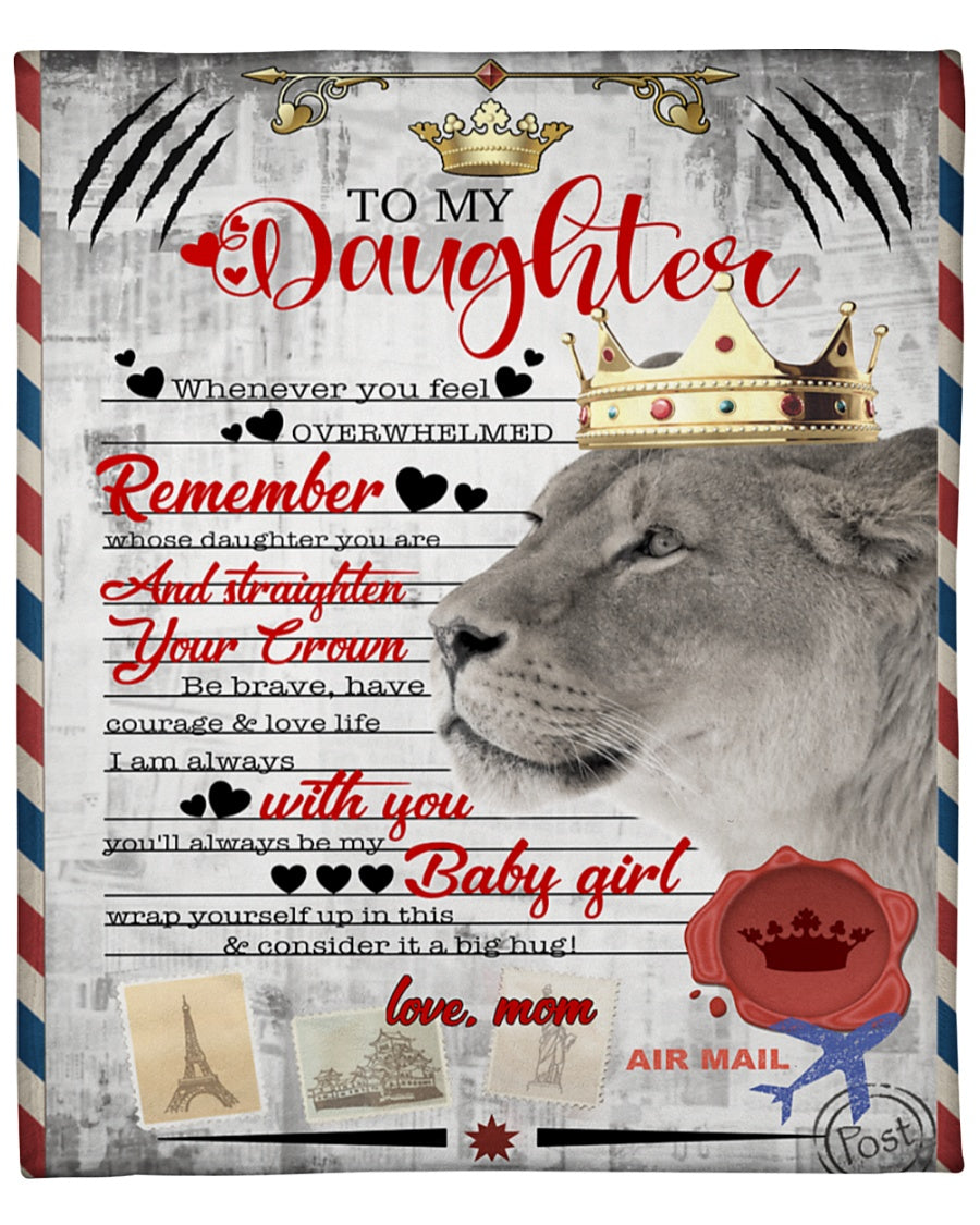 To My Daughter, You Will Always Be My Baby Girl, Lion Mom And Daughter Fleece Blanket For Family Home Decor Bedding Couch Sofa Soft And Comfy Cozy