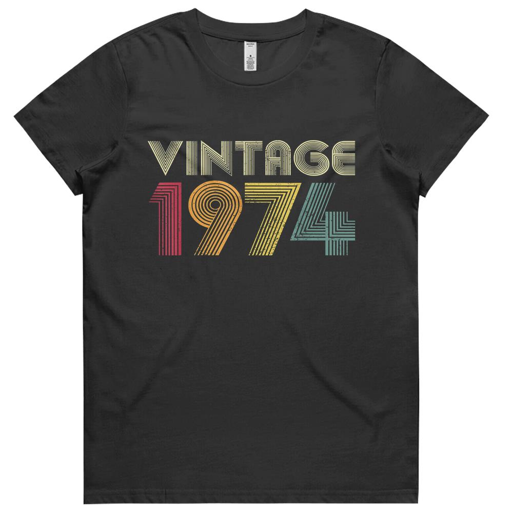 45th Birthday Gift Vintage 1974 Retro Men Women Mom Dad Womens Tshirts