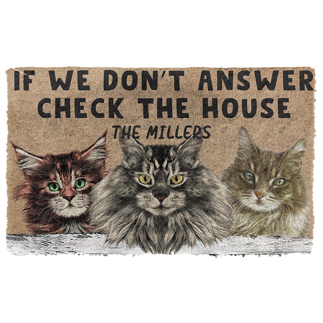 Gearhumans 3D Check The Maine Coon House Custom Name Doormat