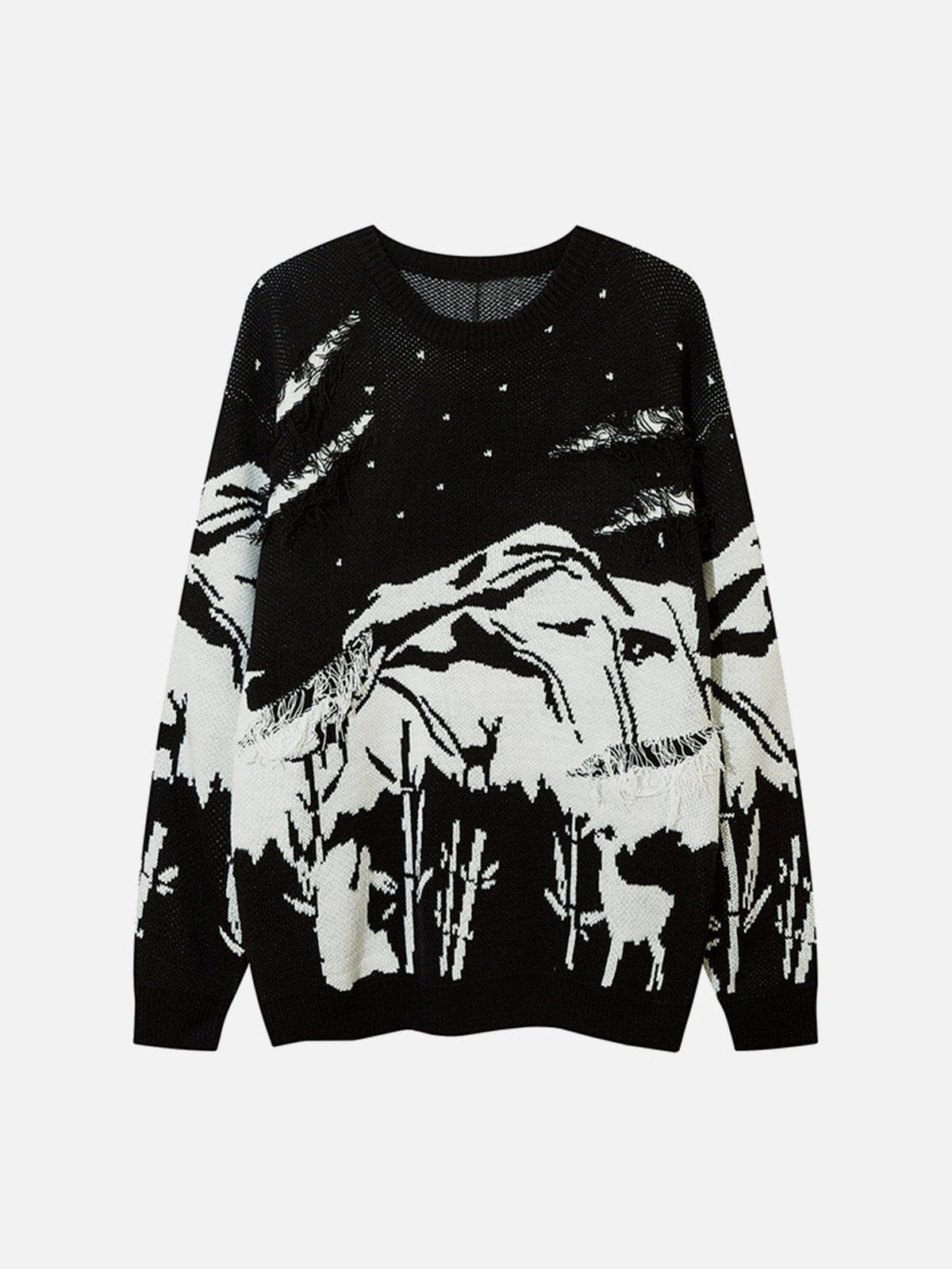 Talishko™ – Vintage Ripped Fringed Fawn Christmas Sweater